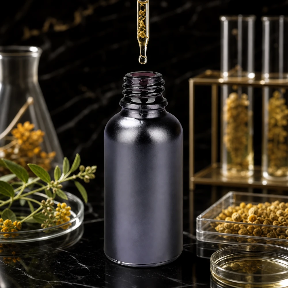 Hochwertige 30ml Braunglasflasche BlackLine mit UNiTWIST UT18/30 für Naturkosmetik und Heilmittel