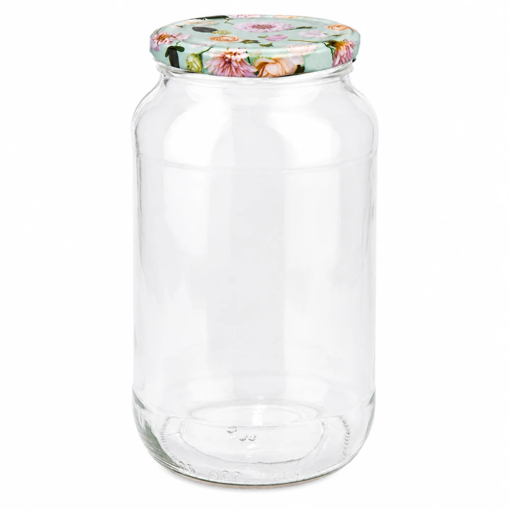 1062ml Rundglas + BasicSeal Deckel Blume mint UNiTWIST Rundglas 1062ml mit BasicSeal Deckel Blume mint Einmachglas Vorratsglas Schraubglas leer transparent