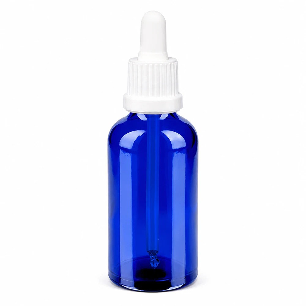 50ml Pipettenflasche weiß Originalitätsverschluss BlueLine UT18/50 Glasflasche 50ml blau mit Pipettenaufsatz weiß OV BlueLine UT18/50 für Flüssigkeiten