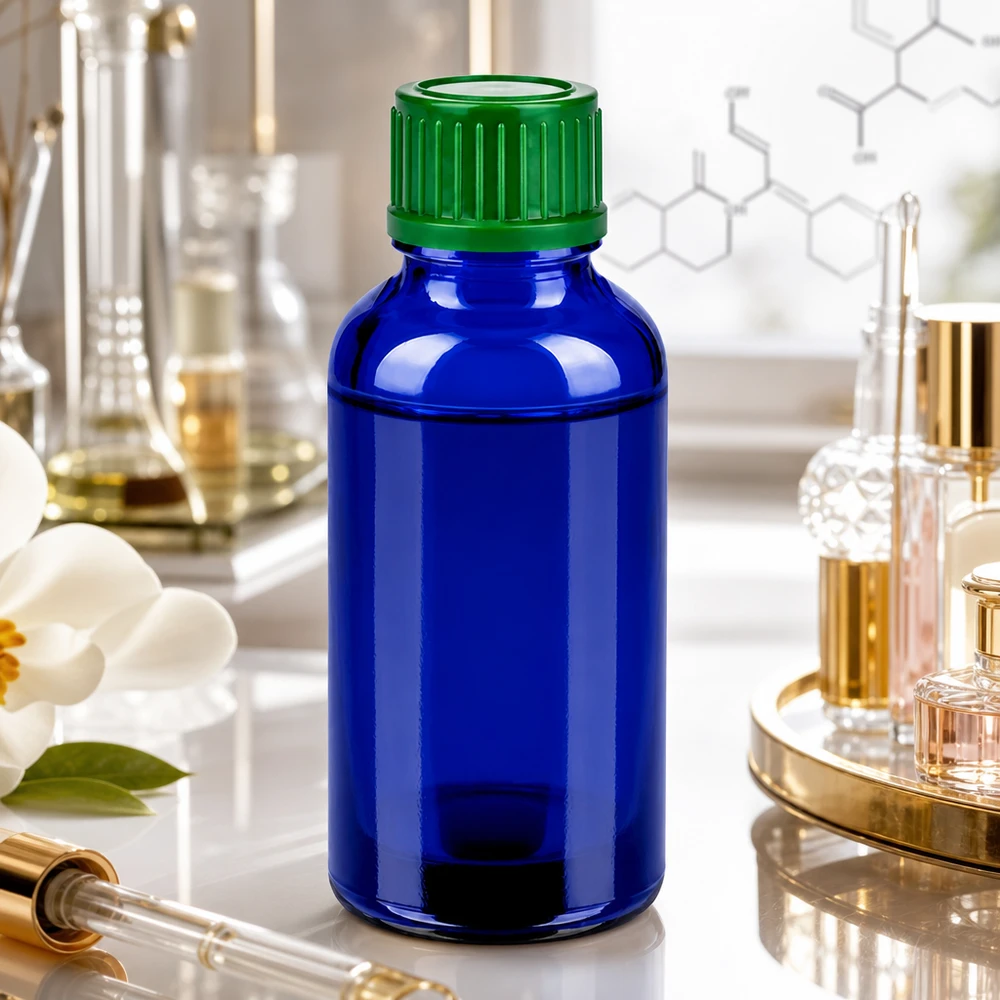 Umweltfreundliche Glasflasche 30ml wiederverwendbar mit dichtem grünen Verschluss