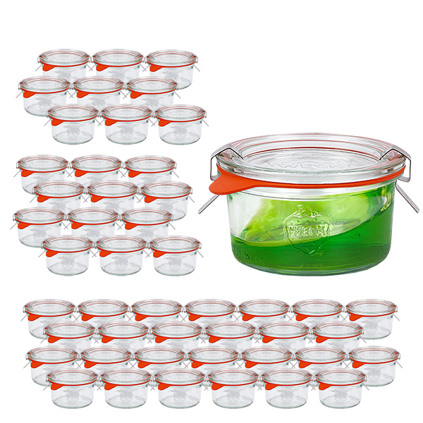 48er Set Weck Gläser 165ml Sturzglas mit 48 Glasdeckeln, 48