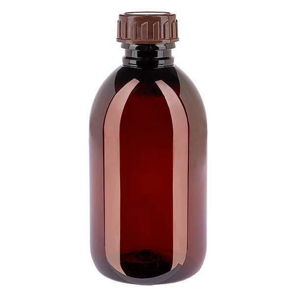 PET Flasche 250ml mit braunem Verschluss Standard PET Flasche 250ml mit braunem Verschluss Standard