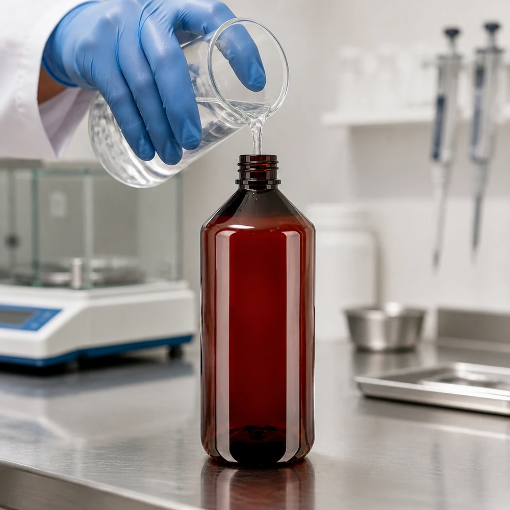 PET Flasche 1000ml mit grünem Verschluss Originalitätsverschluss Lebensmittelechte PET Weithalsflasche 1000ml braun für chemische und pharmazeutische Flüssigkeiten