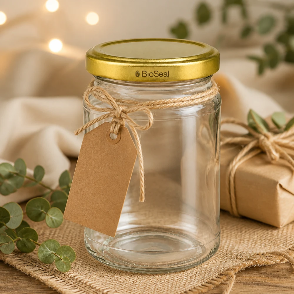 205ml Rundglas mit BioSeal Deckel gold UNiTWIST