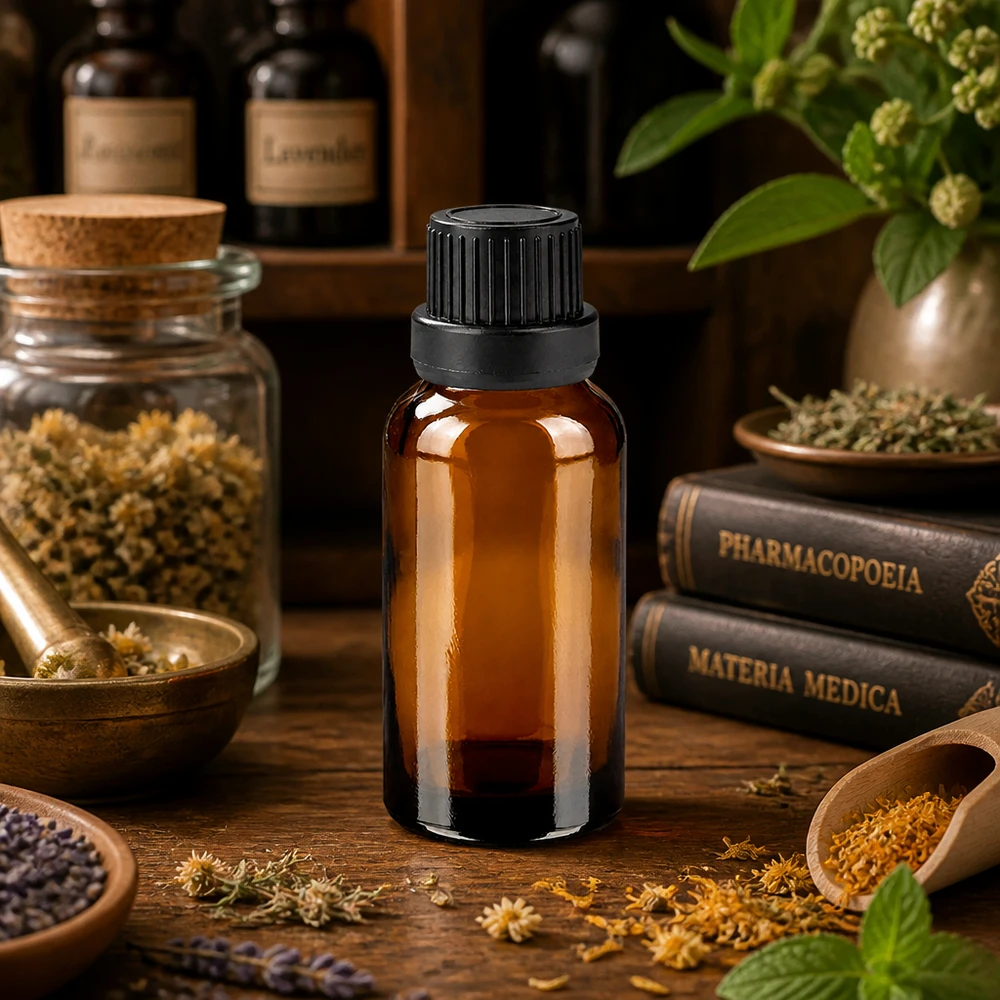 20ml Medizinflasche aus braunem Glas mit kindersicherem schwarzem Tropfverschluss