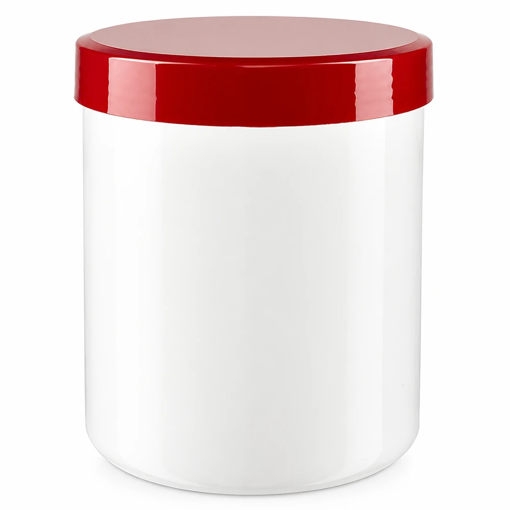 PP Kruke 500g weiss roter Deckel stabile Verpackung für Salben
