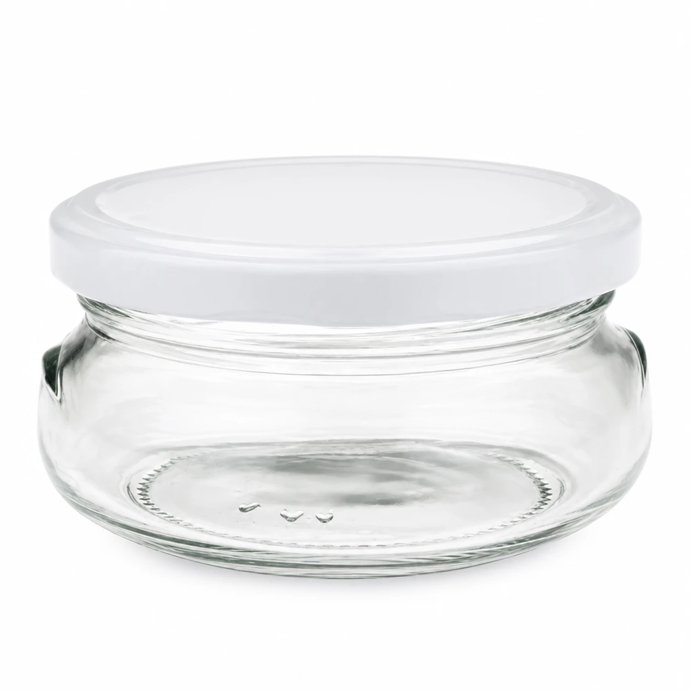 120 ml Terrinenglas 24er-Set mit Deckel (Deckelfarbe: weiss) – UNiTWIST UNiTWIST Gläschen 120ml mit typischer Terrinenform breiter Basis und weißem Twist-Off-Verschluss