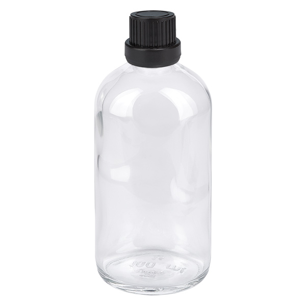 100ml Tropfflasche 2mm schwarz Originalitätsverschluss ClearLine UT18/100