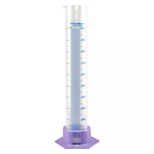 1000ml Messzylinder Polypropylen, graduiert mit lila Fuss