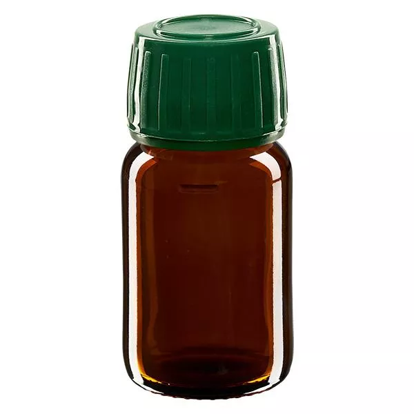 30ml Euro-Medizinflasche braun Verschl. grün OV