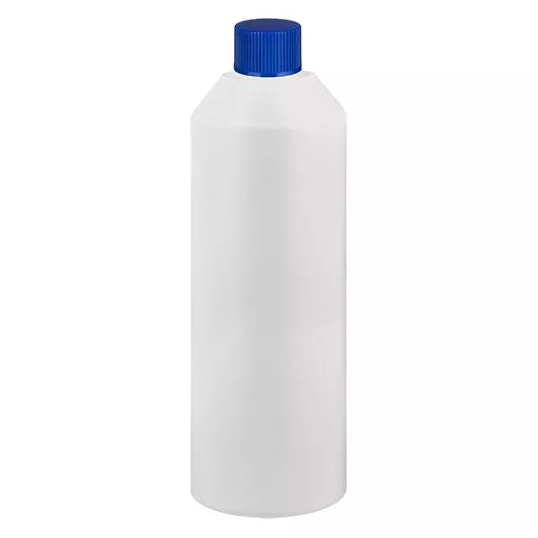 Apothekenflasche HDPE 250ml weiss, mit blauem SV