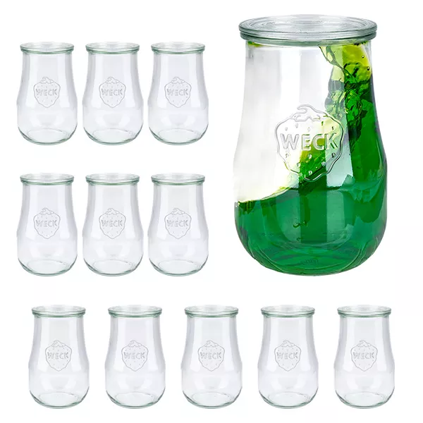 12er Set Weck Gläser 1750ml Tulpengläser mit 12 Glasdeckeln