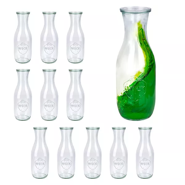 12er Set Weck Gläser 290ml Saftflasche mit 12 Glasdeckeln