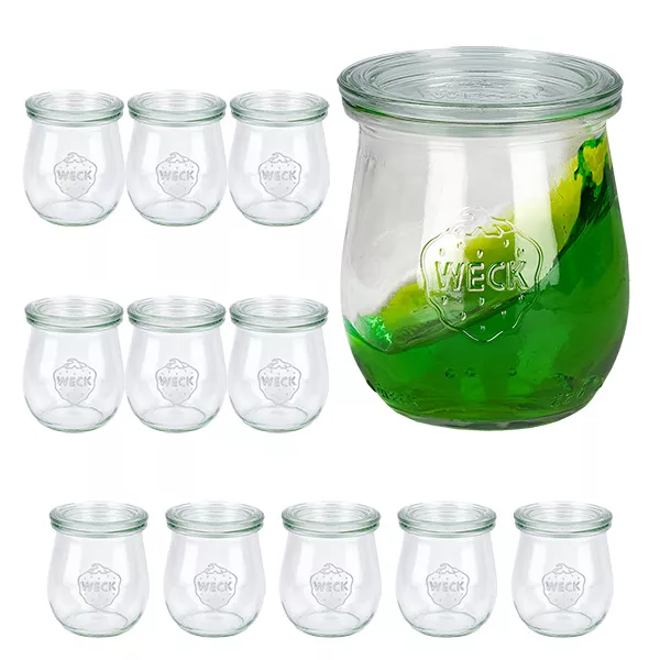 12er Set Weck Gläser 220 ml Tulpengläser mit 12 Glasdeckeln