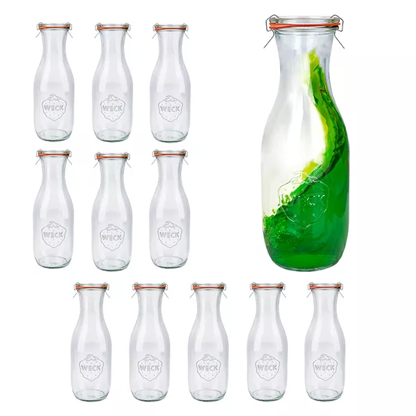 12er Set Weck Gläser 1062ml Saftflasche mit 12 Glasdeckeln,