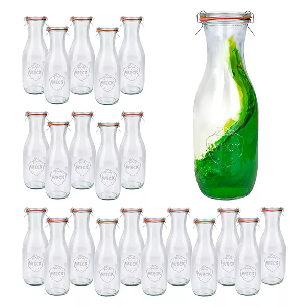 24er Set Weck Gläser 1062ml Saftflasche mit 24 Glasdeckeln,