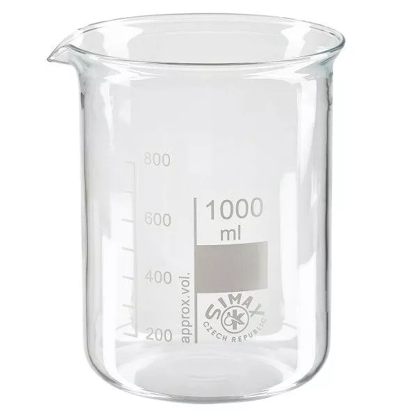 Becherglas 1000ml Borosilikatglas, niedrige Form