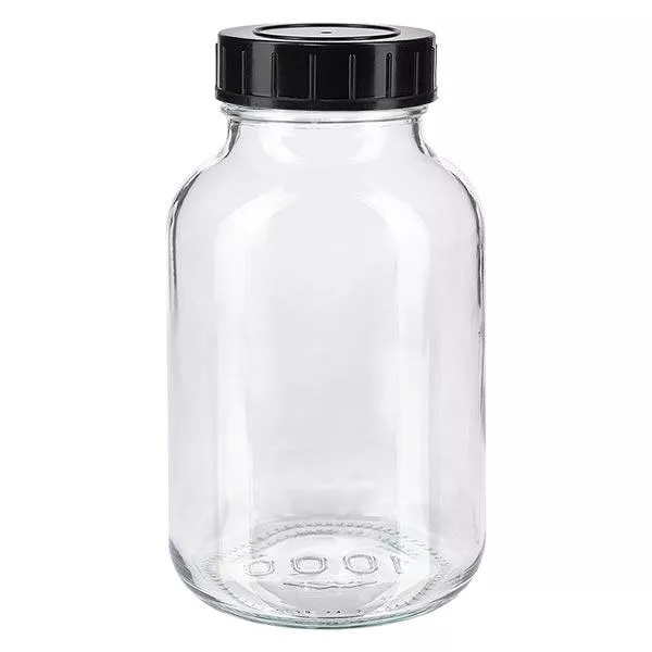 1000ml Weithalsflasche Klarglas mit Schraubdeckel