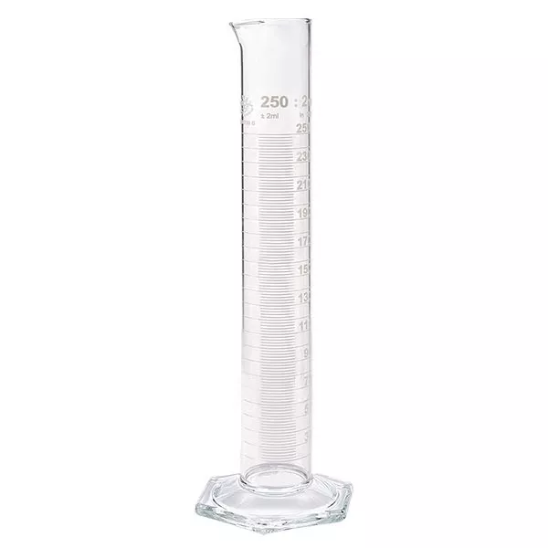 250ml Messzylinder HF aus Glas, weisse Skala