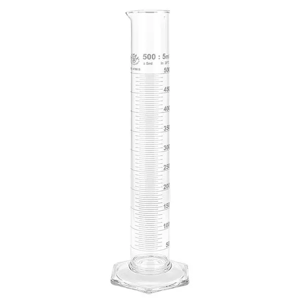 500ml Messzylinder HF aus Glas, weisse Skala