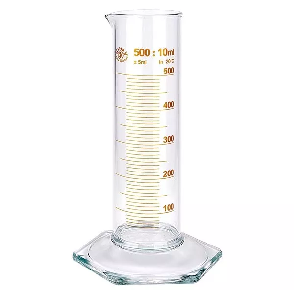 500ml Messzylinder NF aus Glas, braune Skala