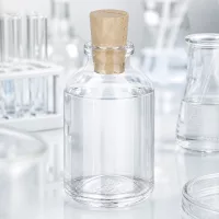 Rechteckige Klarglasflasche 50ml mit Korken 11/14mm für Labor und Apotheke