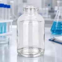 Kompakte Injektionsflasche 50ml Klarglas mit charakteristischer Schulterform und Enghals