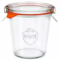 WECK Sturzglas 290ml hoch RR80 mit Glasdeckel Gummiring und Klammern für Einkochen und Konservieren