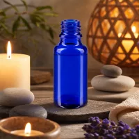 Handliche 20ml Apothekenflasche in Kobaltblau aus ApoGlas für Spa und Wellnessanwendungen