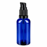 Professionelle 50ml Kosmetikflasche blau mit schwarzer Pumpe für Salons und Heimgebrauch