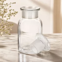 Dekorative klare Glasflasche 100ml Rundschulter Weithals mit mattem Stopfen für Gewürze