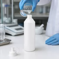 Weiße lebensmittelechte HDPE Apothekerflasche 250ml mit separatem Spritzverschluss aus Kunststoff