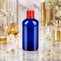 Cobaltblaue 100ml Glasflasche mit ergonomischem Design für einfache Handhabung in Labor