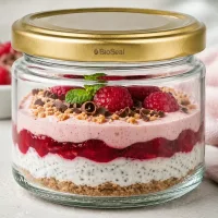 UniTWIST Runda330 mit goldenem BioSeal Deckel als stylisches Dessertglas für Schichtdesserts und Parfaits im Alltag