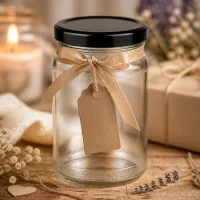 UNiTWIST 6er Set 110ml Rundgläser mit schwarzem Deckel für Marmeladen Saucen und Dips