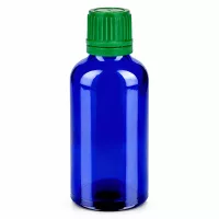 50ml Apothekerflasche aus UV-beständigem blauen Glas mit sicherem Schraubdeckel grün