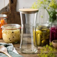 700ml Delikatessenglas WECK RR80 mit Holzdeckel