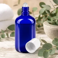 Hochwertige blaue Glasflasche 100ml mit Rollkugel ideal für Kosmetik und Aromatherapie
