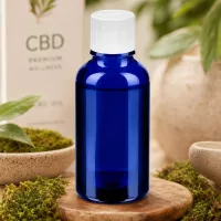 Kompakte 30ml Glasflasche in Apothekerblau mit auslaufsicherem Verschluss für den Hausgebrauch