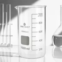 UNITWIST Becherglas 1000ml hohe Form aus hitzebeständigem Borosilikat 3.3 Glas mit Ausgussschnabel
