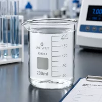 Becherglas 200ml niedrige Form aus chemikalienbeständigem Borosilikatglas 3.3 für Wasseranalysen