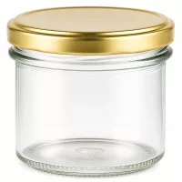 Hochwertiges 125ml Konservenglas mit goldfarbenem Deckel gerippter Boden 24er-Set