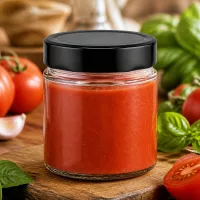 Kompaktes 135ml Rundglas mit schwarzem Twist-Off-Deckel für Tomatenprodukte