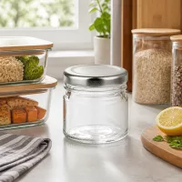 Wiederverwendbares Glasgefäß 33ml UNiTWIST mit luftdichtem Silberdeckel für die Küche