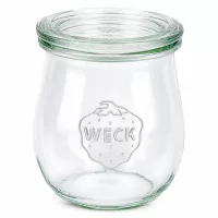 WECK Tulpenglas 220ml mit Glasdeckel RR60 Einmachglas transparent leer auf weißem Hintergrund