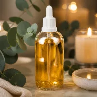 Zylindrische 100ml Dropper Flasche ClearLine weiß UT18 in entspannter Wellness Umgebung