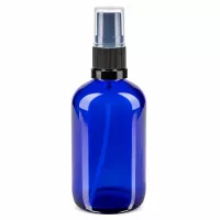 UV-Schutz Glassprayflasche 100ml in Blau mit schwarzem Standardzerstäuber für Pharmaprodukte