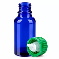 20ml blaue Apothekerflasche mit grünem Tropfdeckel 0.8mm Öffnung BlueLine Qualität