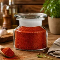 Bauchiges Klarglas Gewürzglas 50ml Weithalsflasche mit Glasdeckel und Gummidichtung