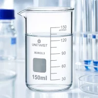 UNITWIST Laborglas 150ml hohe Form dünnwandiges Borosilikat mit Ausgussschnabel und Messskala